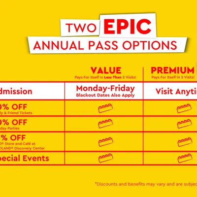 LEGOLAND Discovery Center Annual Pass Information