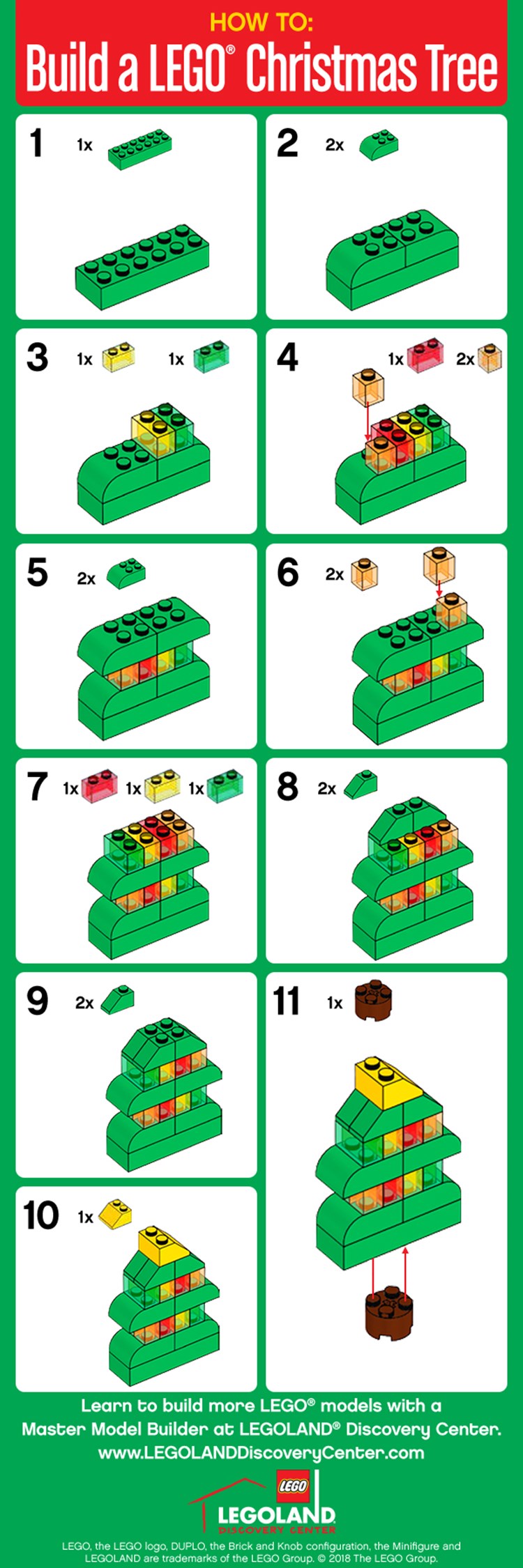 LEGO Brick Christmas Tree How To Tutorial 