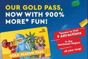 Gold Season Pass Card with access to 9 attractions in the Northeast region